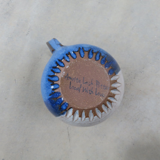 Medium Handmade Ceramic Mug: Equality Cobalt and White