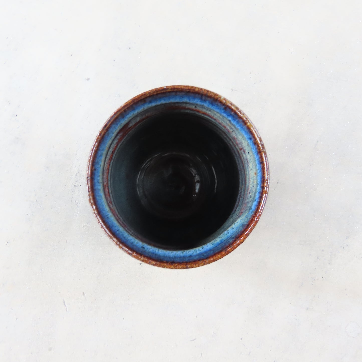 Medium Handmade Ceramic Tumbler: Cobalt Blue and Brown Glaze