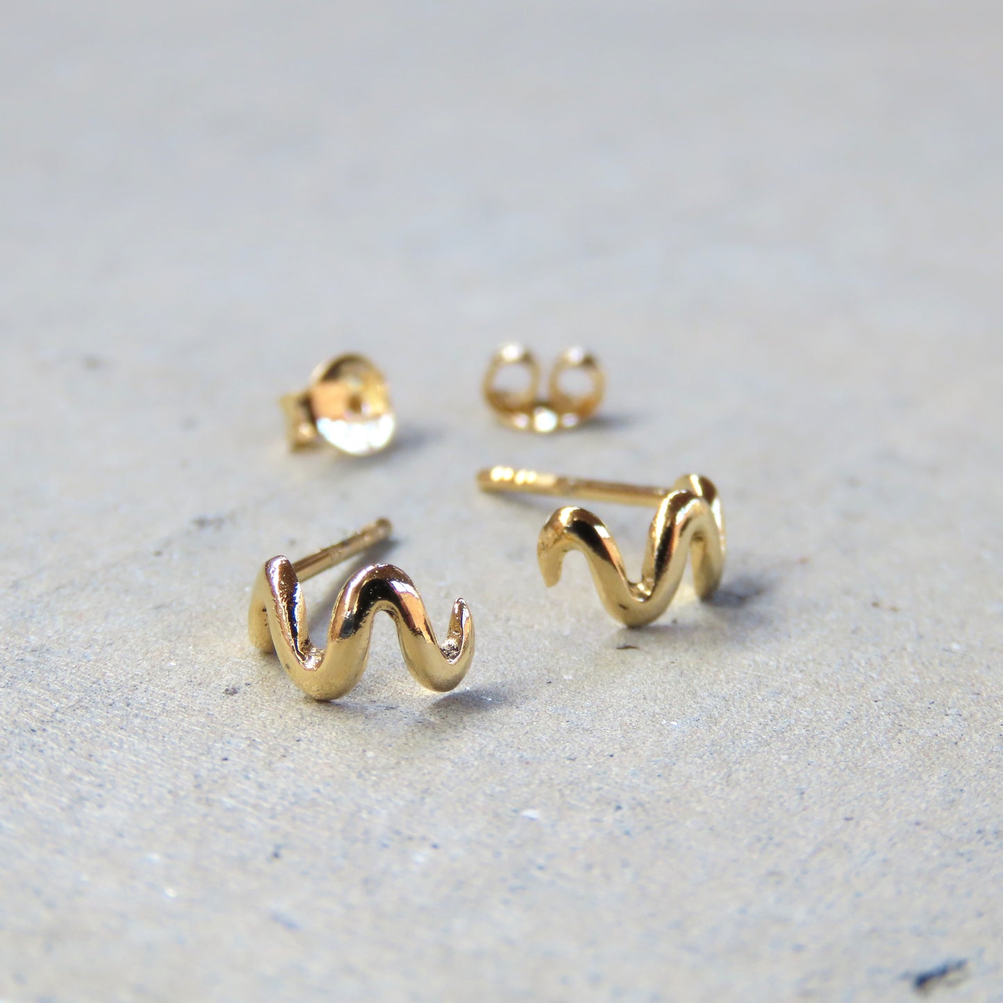Abstract Studs: Gold Squiggle Hoops