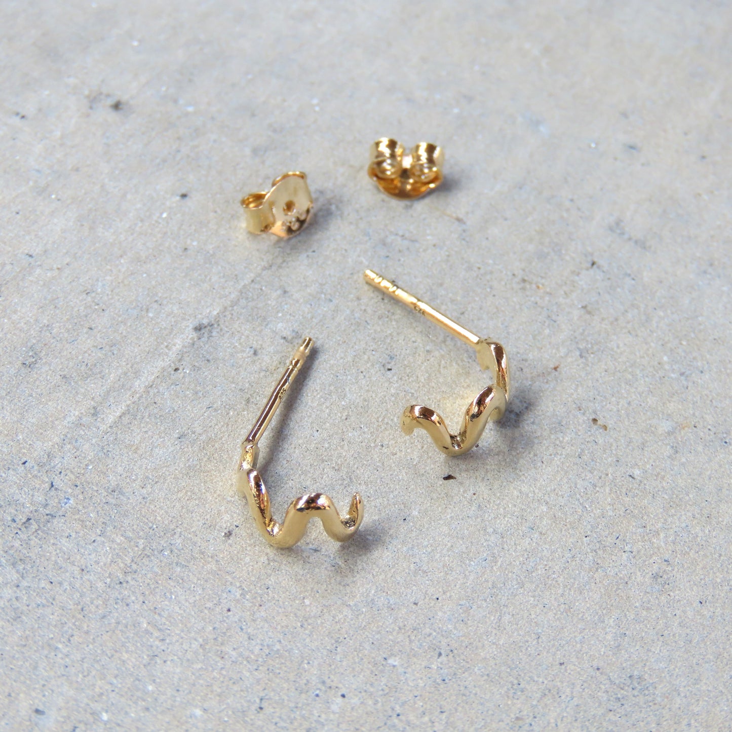 Abstract Studs: Gold Squiggle Hoops