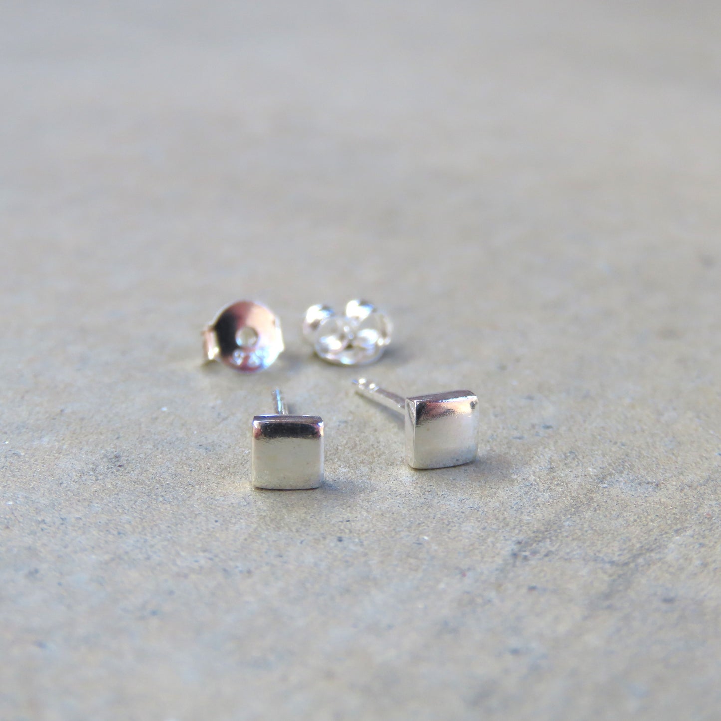 Abstract Studs: Silver Squares