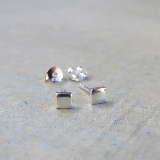 Abstract Studs: Silver Squares