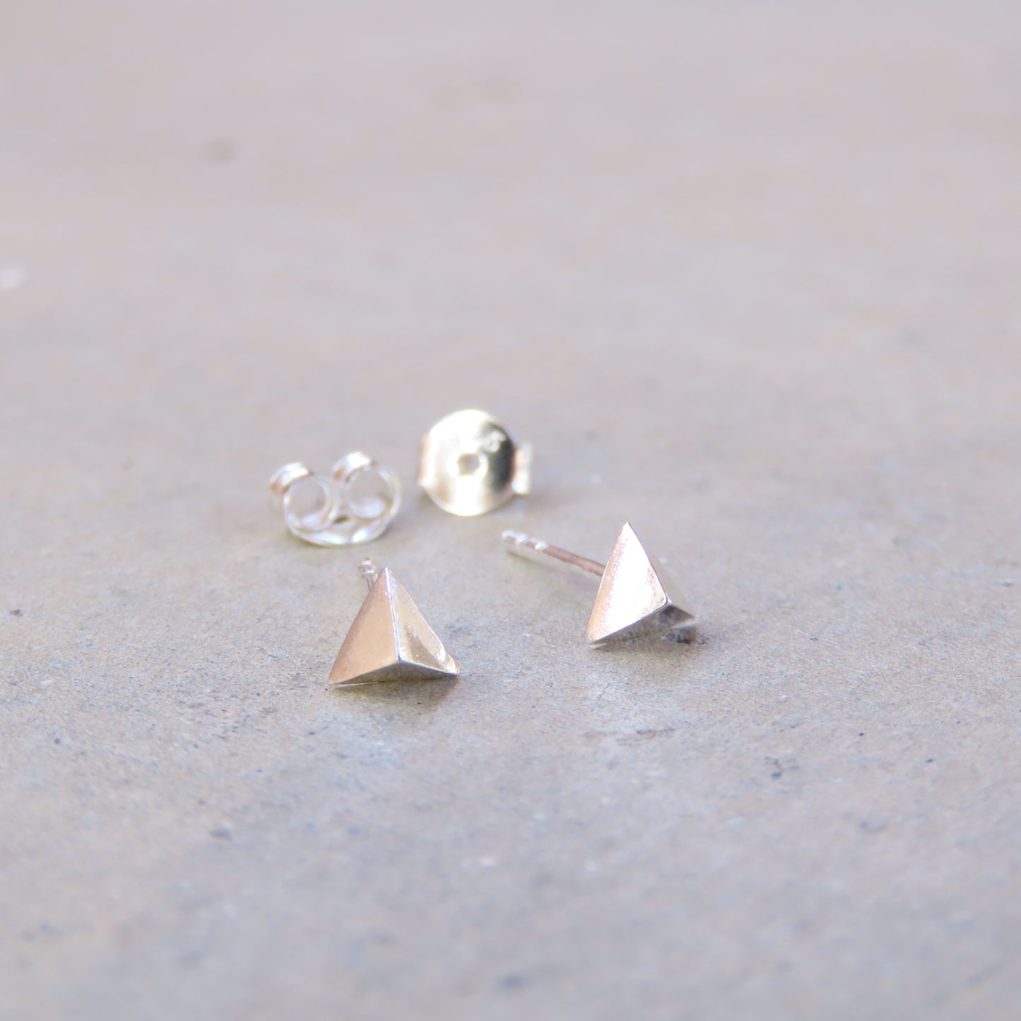 Abstract Studs: Silver Pyramids