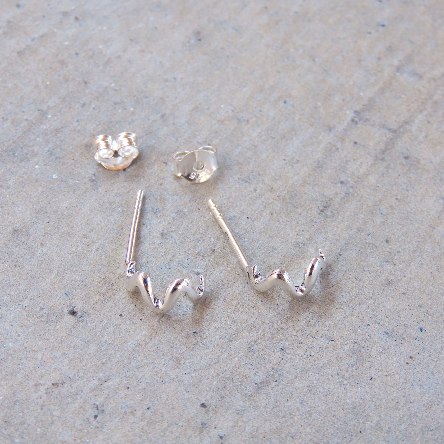 Abstract Studs: Silver Squiggle Hoops