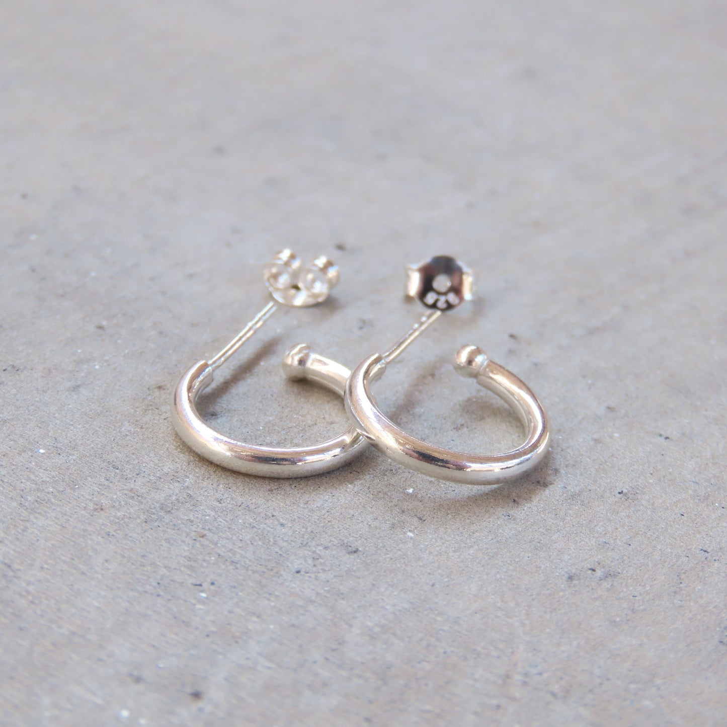 Abstract Studs: Silver Hoops