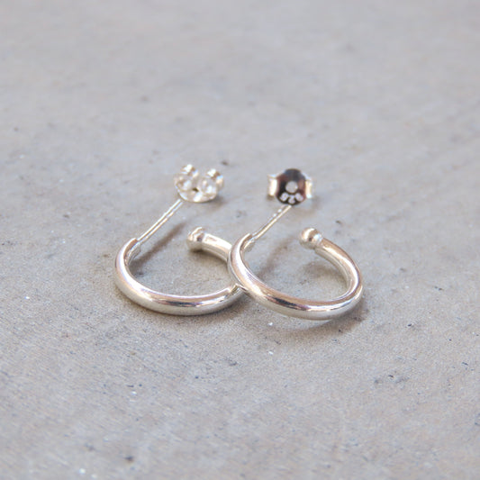 Abstract Studs: Silver Hoops