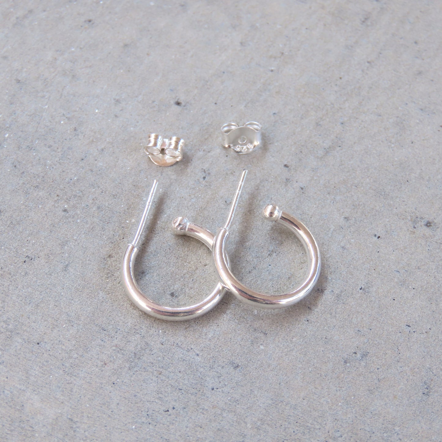 Abstract Studs: Silver Hoops