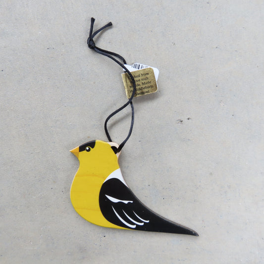 Wooden Holiday Ornament: Goldfinch