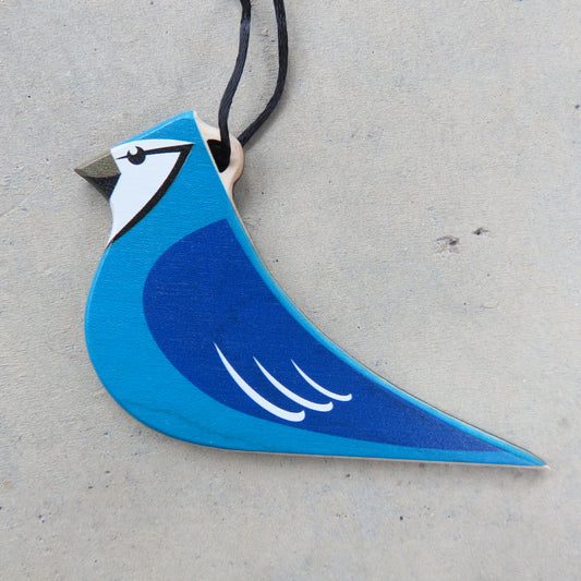 Wooden Holiday Ornament: Blue Jay