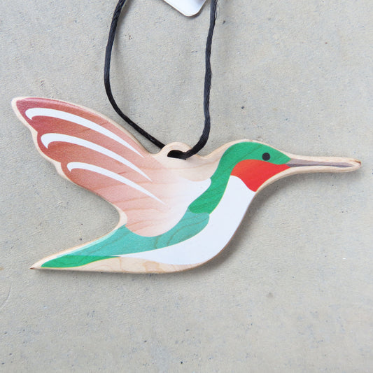 Wooden Holiday Ornament: Hummingbird