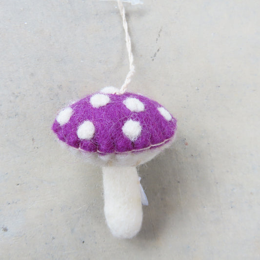 Felt Holiday Ornament: Plum Mushroom