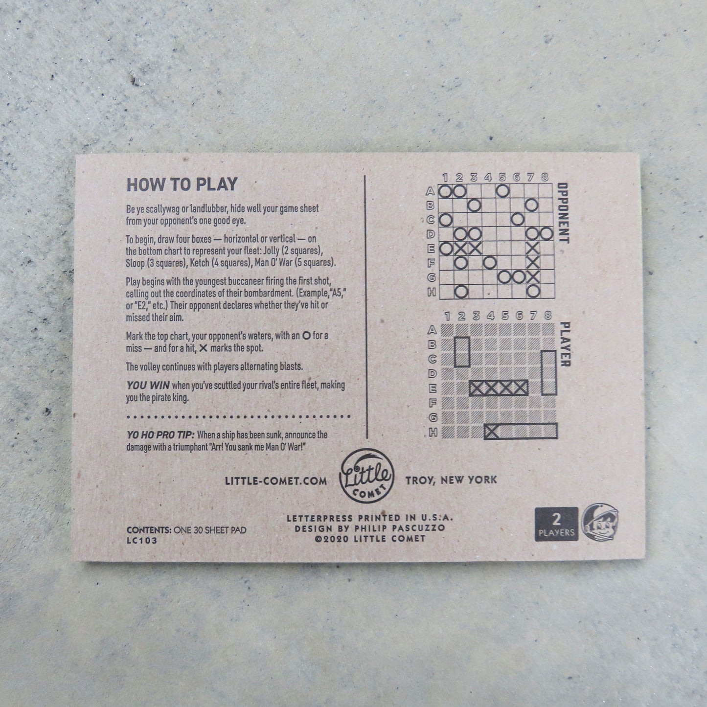 Letterpress Paper Game: Man O' War