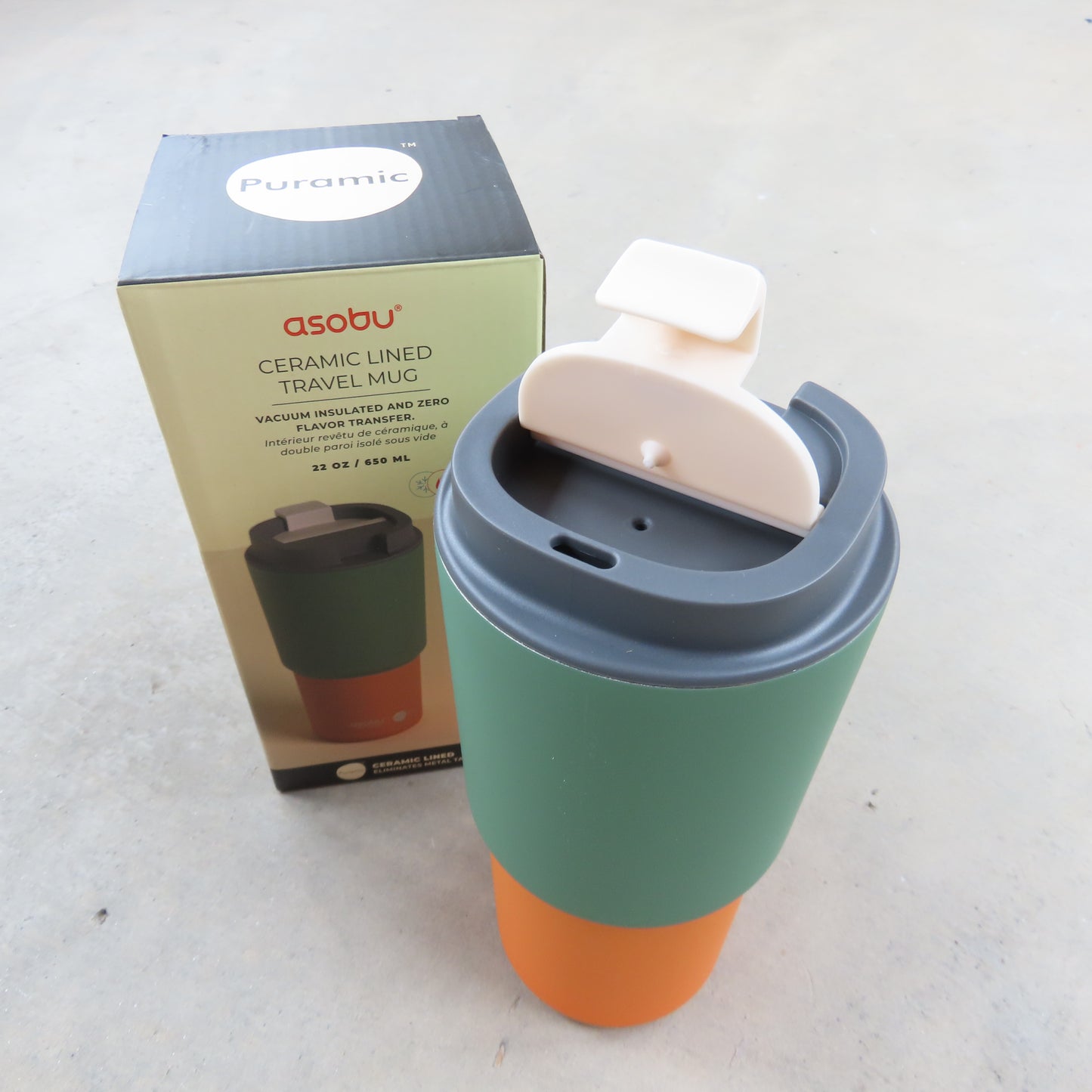22oz Travel Mug: Pastel Green Two Tone