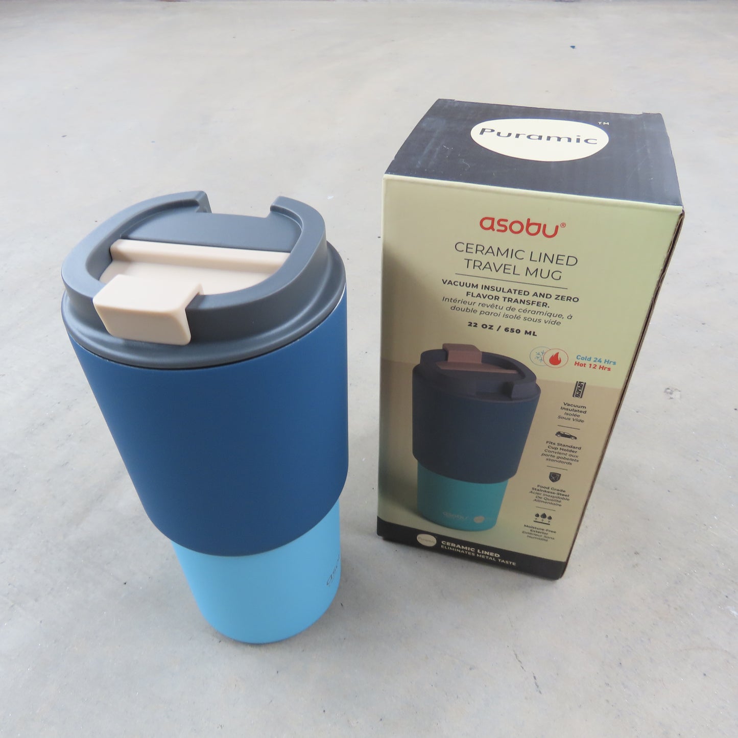 22oz Travel Mug: Pastel Blue Two Tone