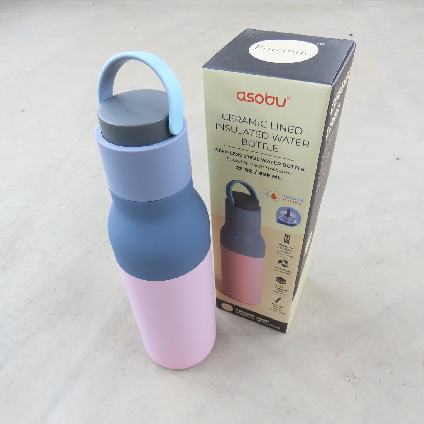 Water Bottle: Pastel Pink Two Tone