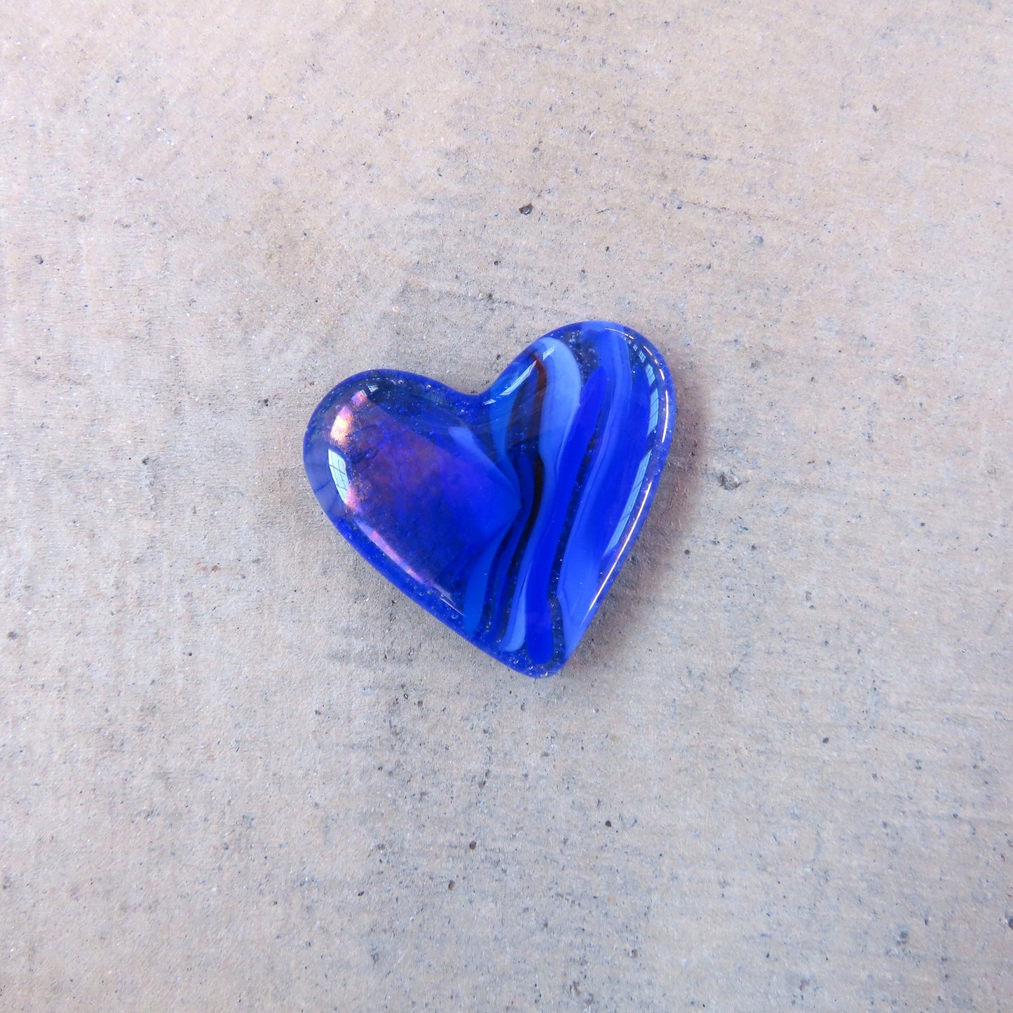 Mini Fused Glass Heart: Royal Blue