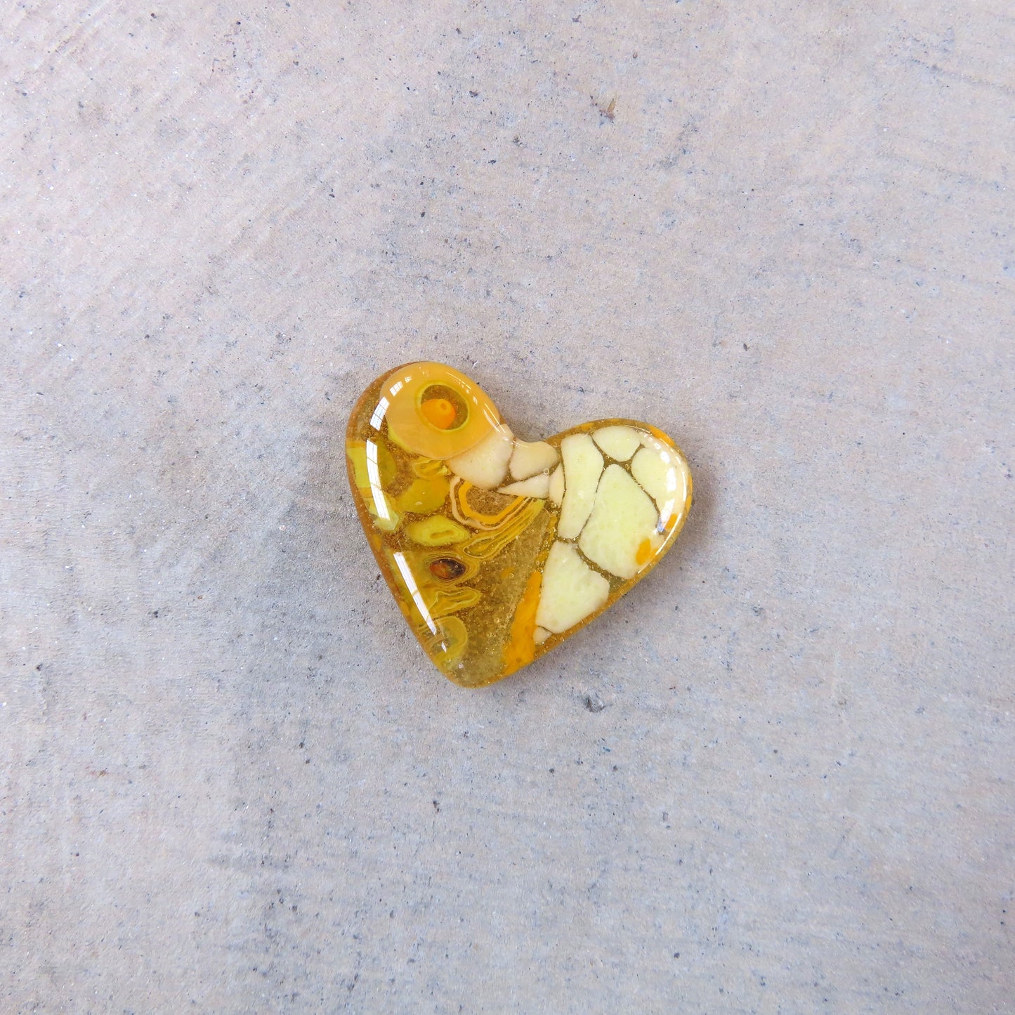 Mini Fused Glass Heart: Yellow