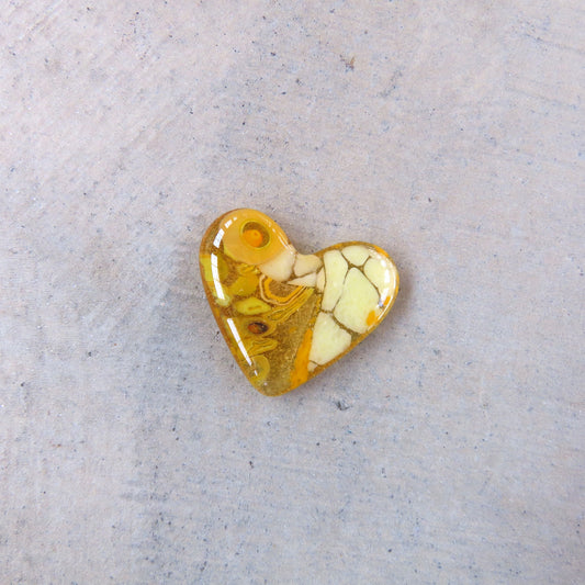 Mini Fused Glass Heart: Yellow