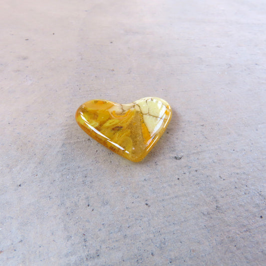 Mini Fused Glass Heart: Yellow