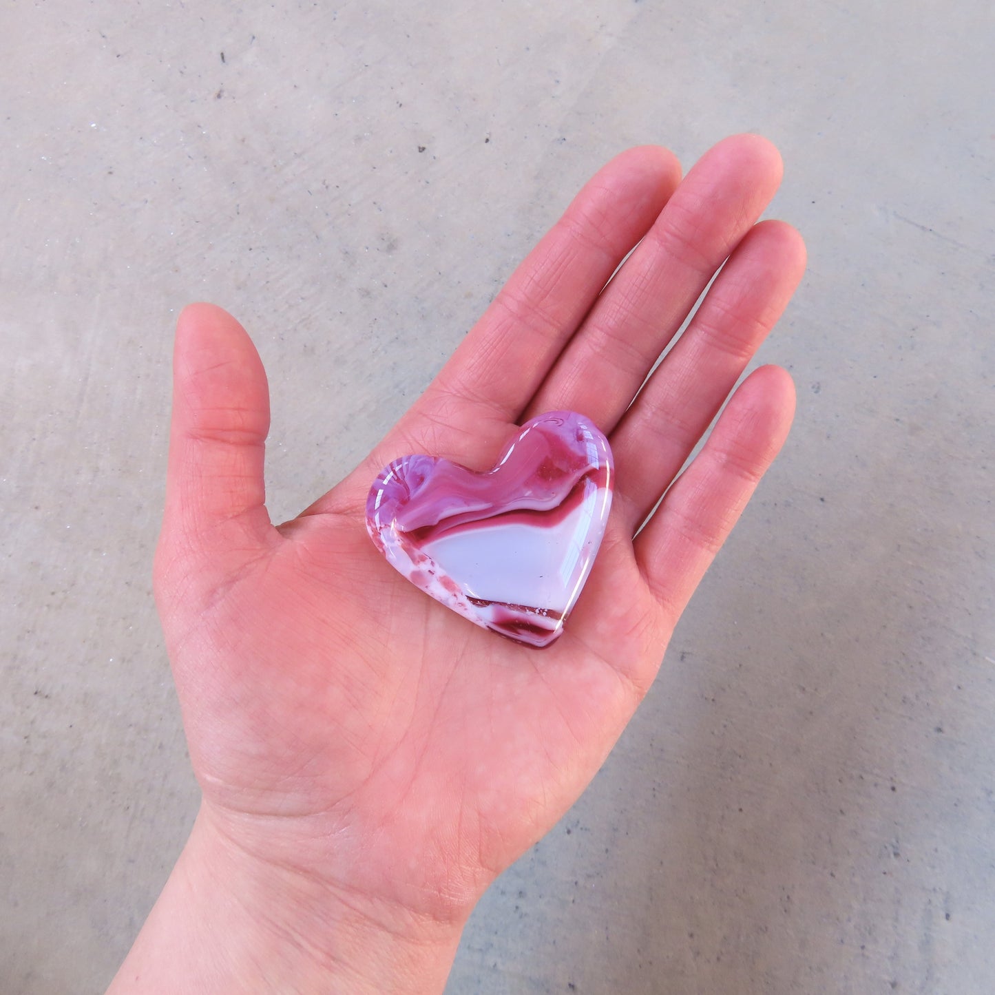 Mini Fused Glass Heart: Pink