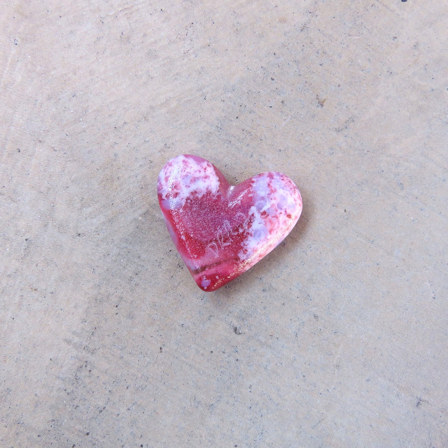 Mini Fused Glass Heart: Pink