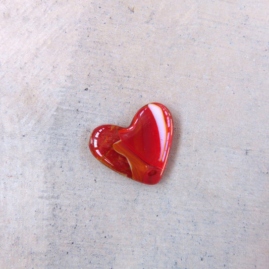 Mini Fused Glass Heart: Red