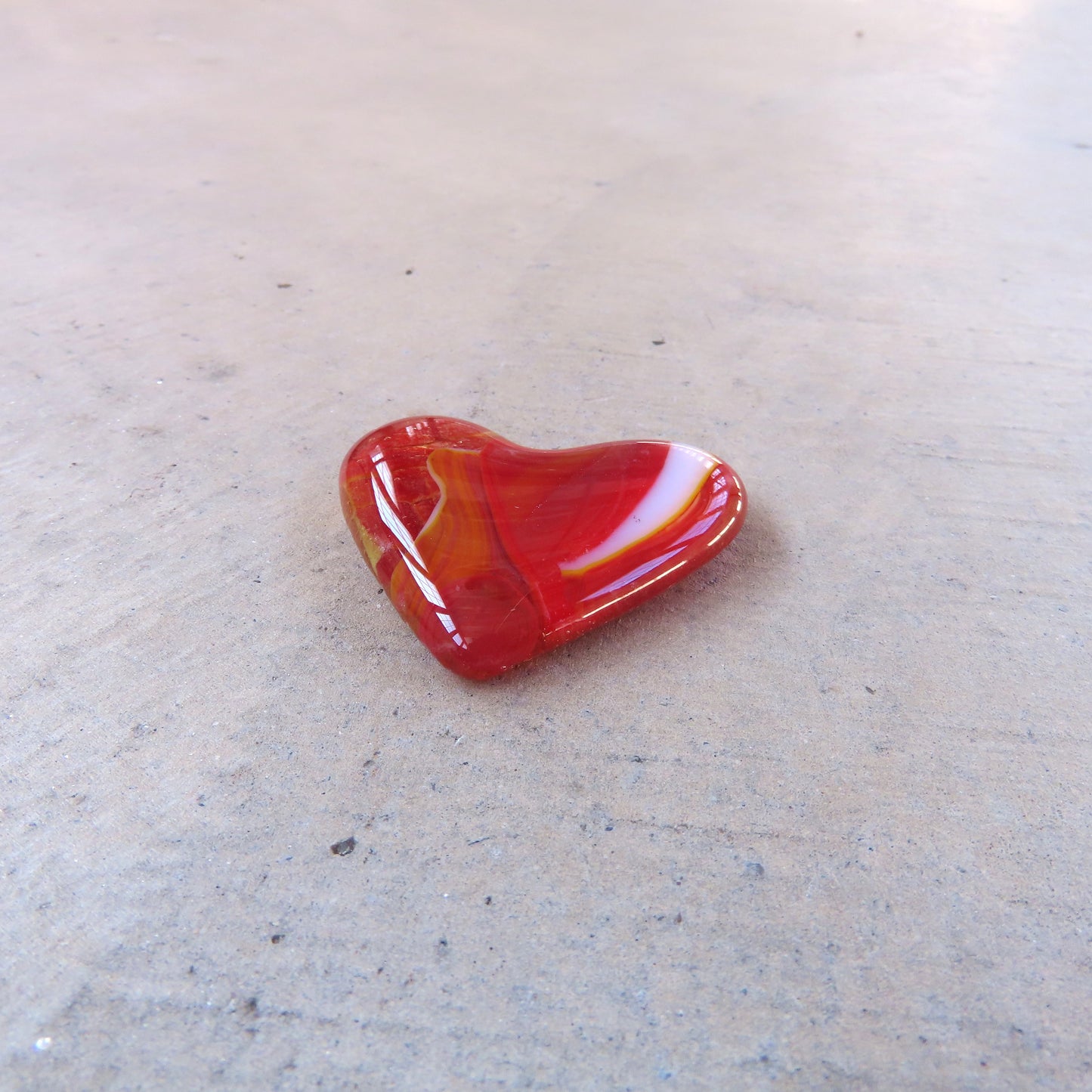 Mini Fused Glass Heart: Red