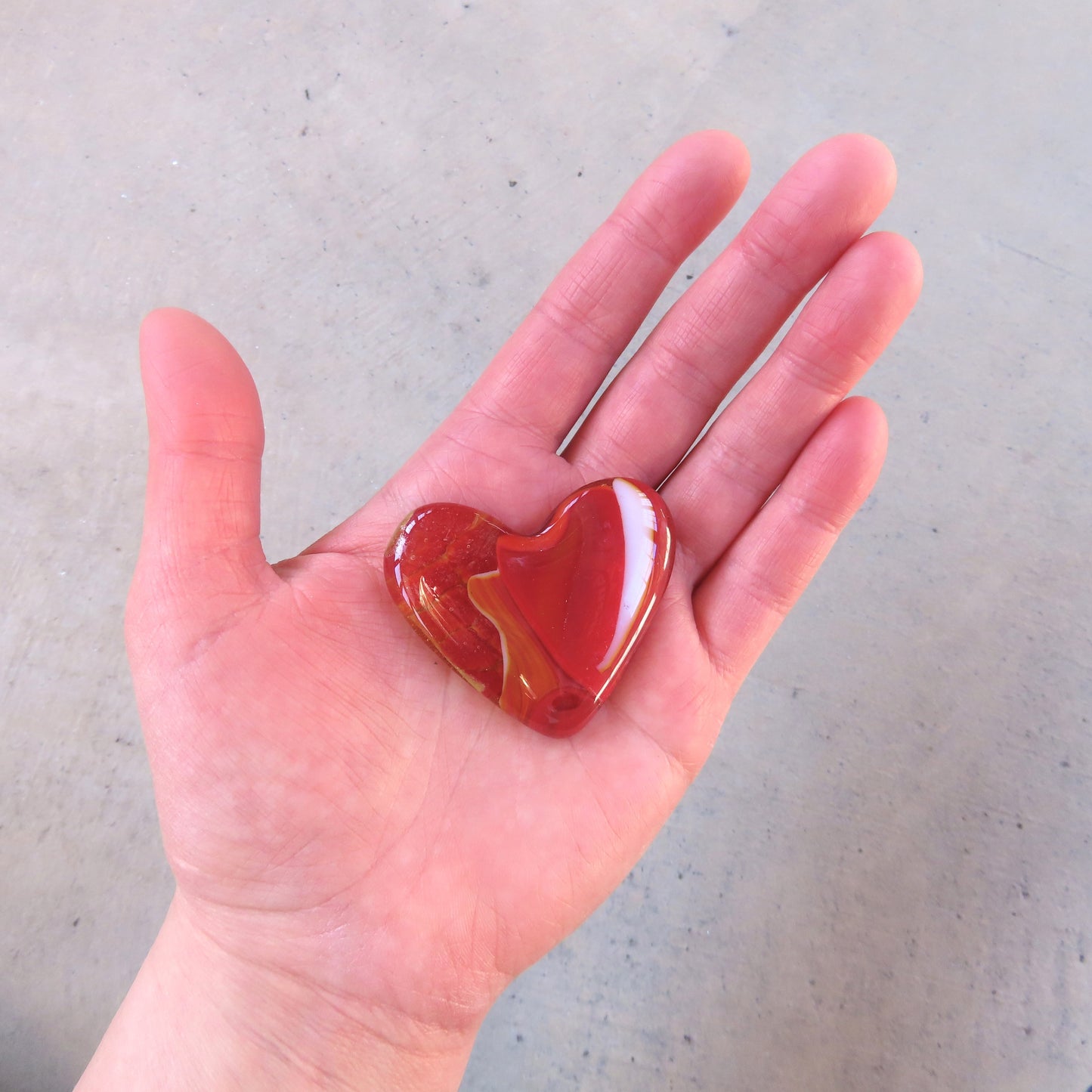 Mini Fused Glass Heart: Red