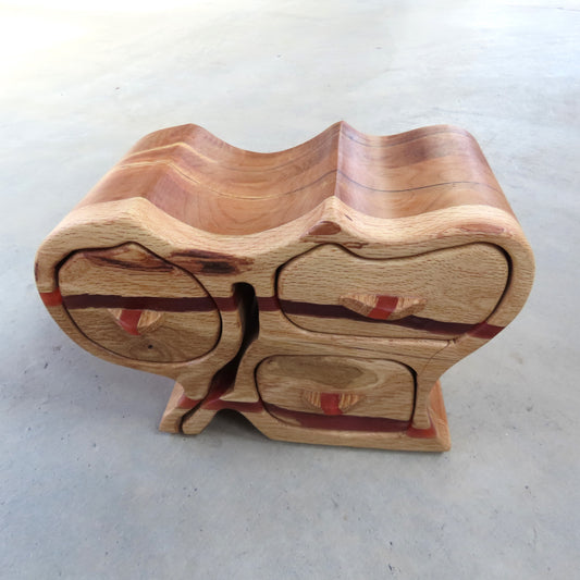 Curvy Jewelry Box: Oak and Cherry with Dragons Breath Epoxy