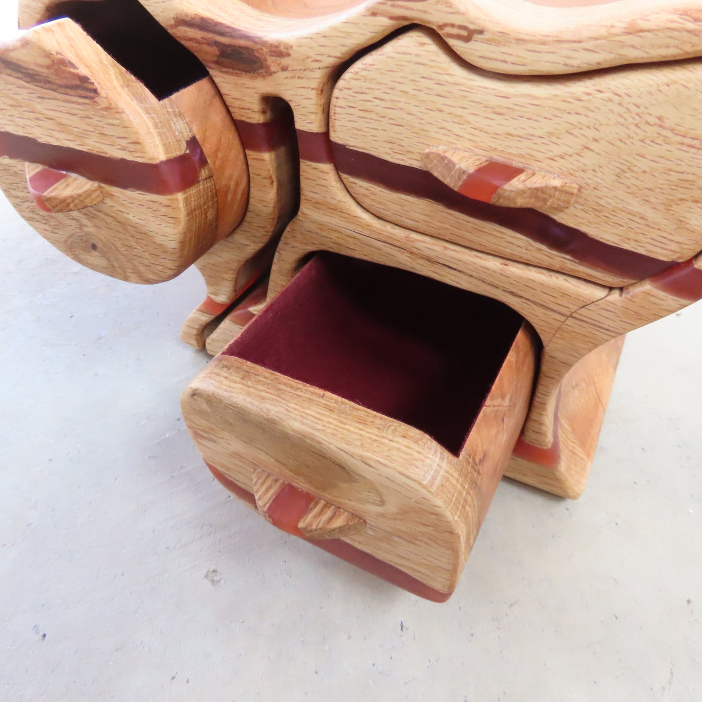 Curvy Jewelry Box: Oak and Cherry with Dragons Breath Epoxy