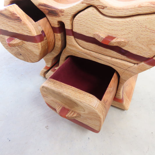 Curvy Jewelry Box: Oak and Cherry with Dragons Breath Epoxy