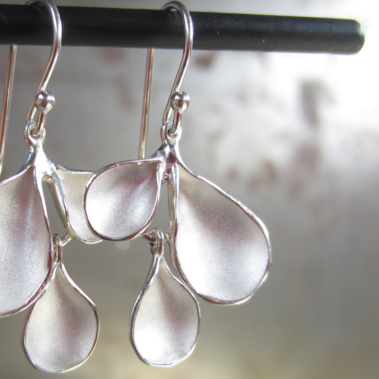 Falling Petal Earrings in Sterling Silver