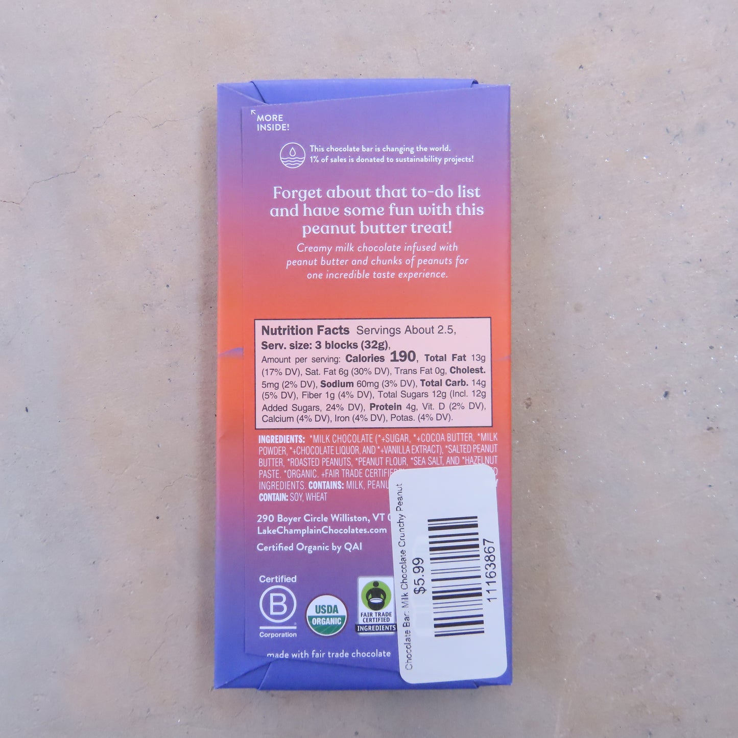 Chocolate Bar: Milk Chocolate Crunchy Peanut