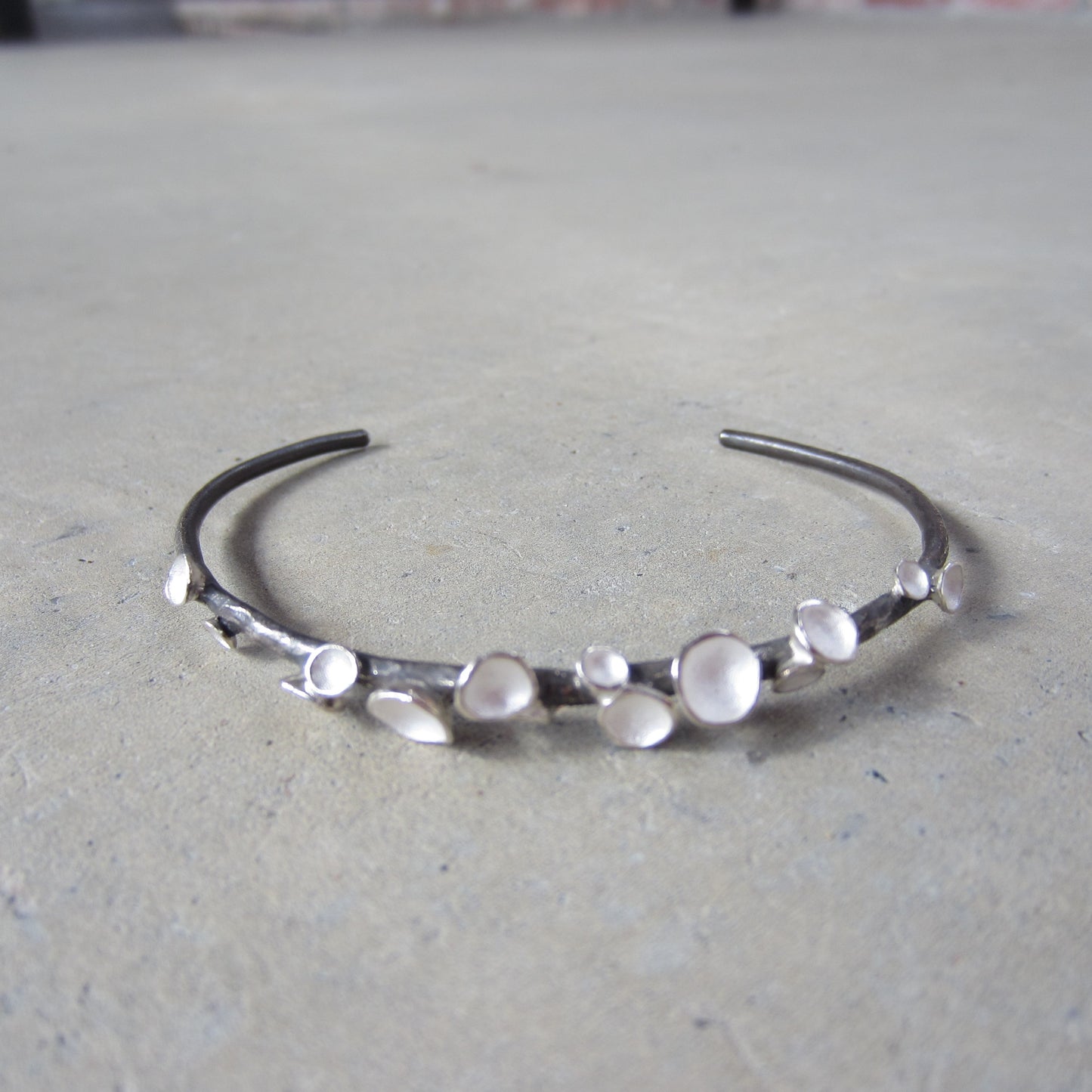 Rhythm Pod Cuff in Sterling Silver and Oxidized Silver