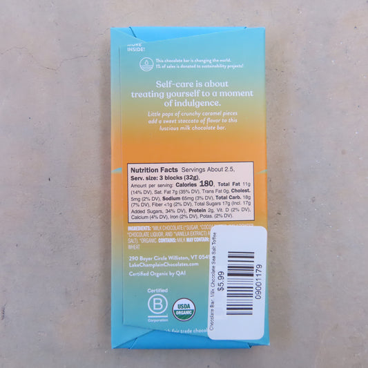 Chocolate Bar: Milk Chocolate Sea Salt Toffee