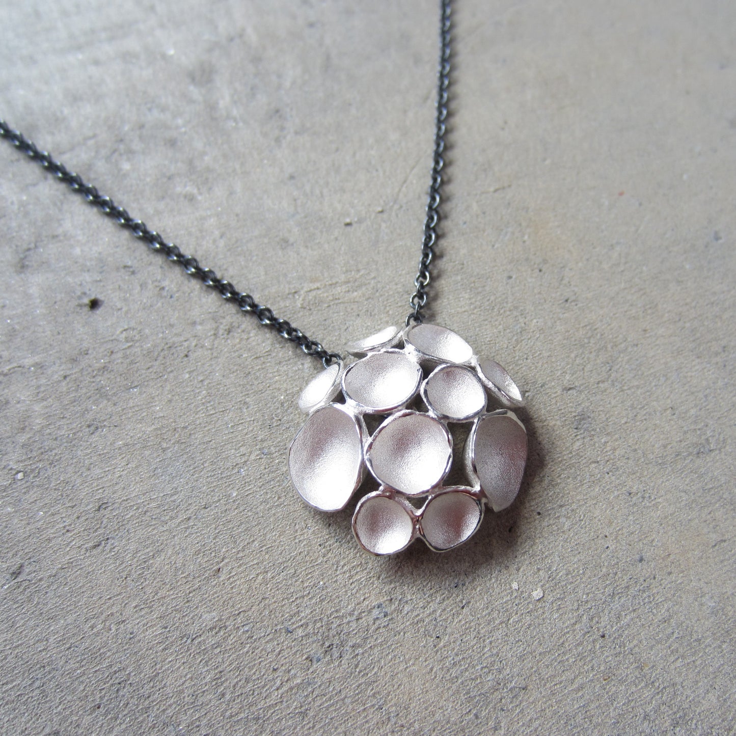 Multi Pod Pendant in Sterling Silver on Oxidized Silver Chain