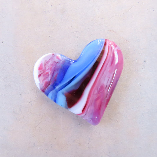 Fused Glass Heart: Pink and Blue