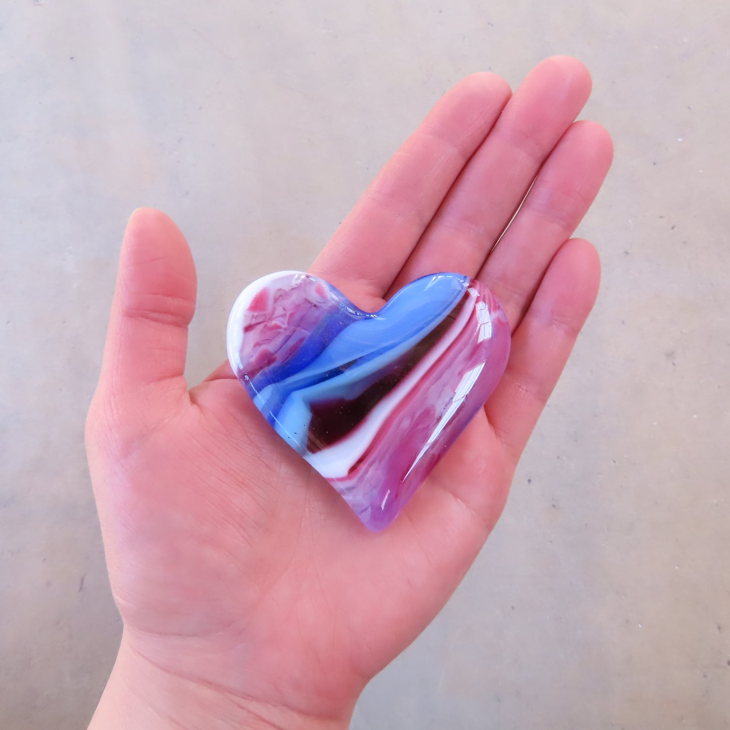 Fused Glass Heart: Pink and Blue