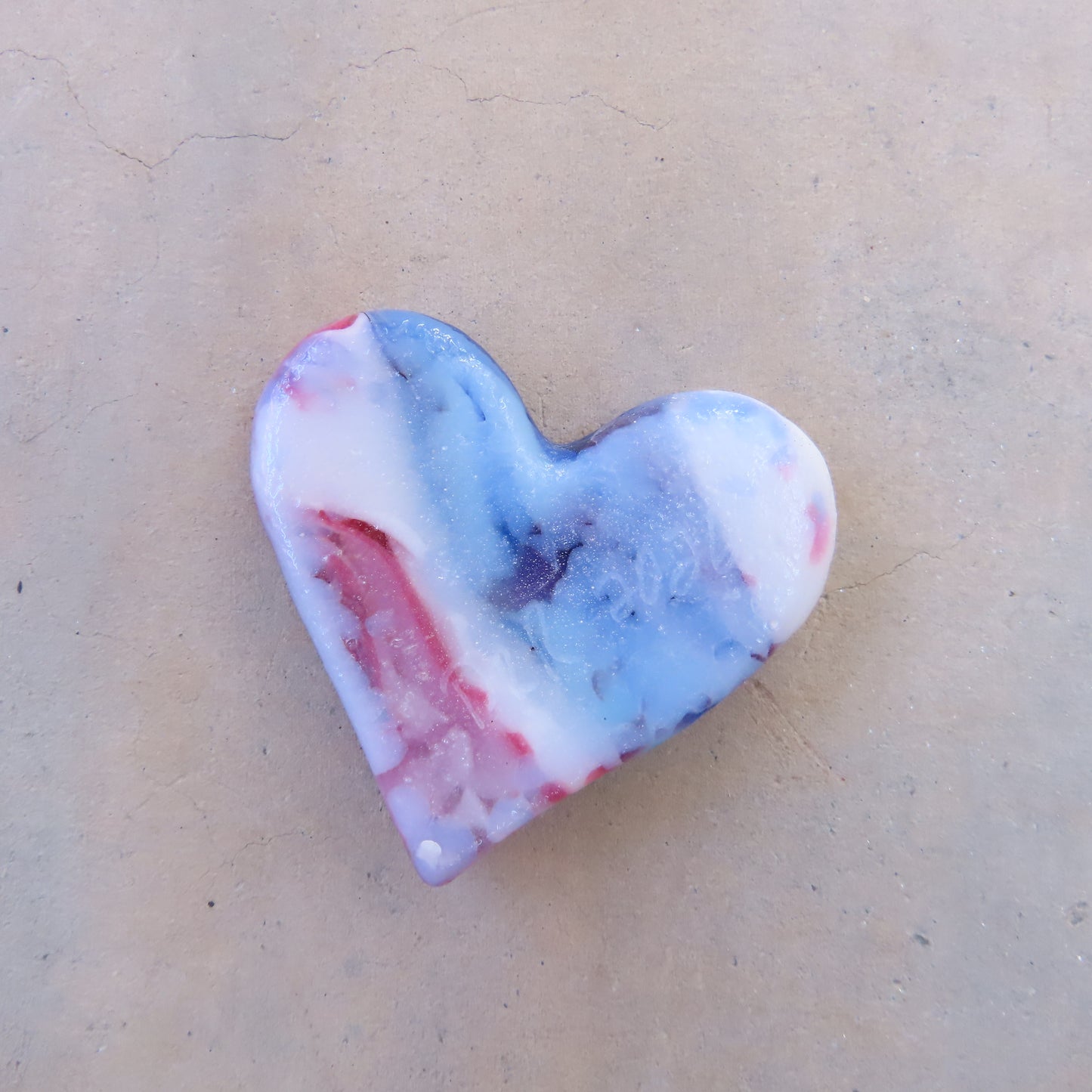 Fused Glass Heart: Pink and Blue