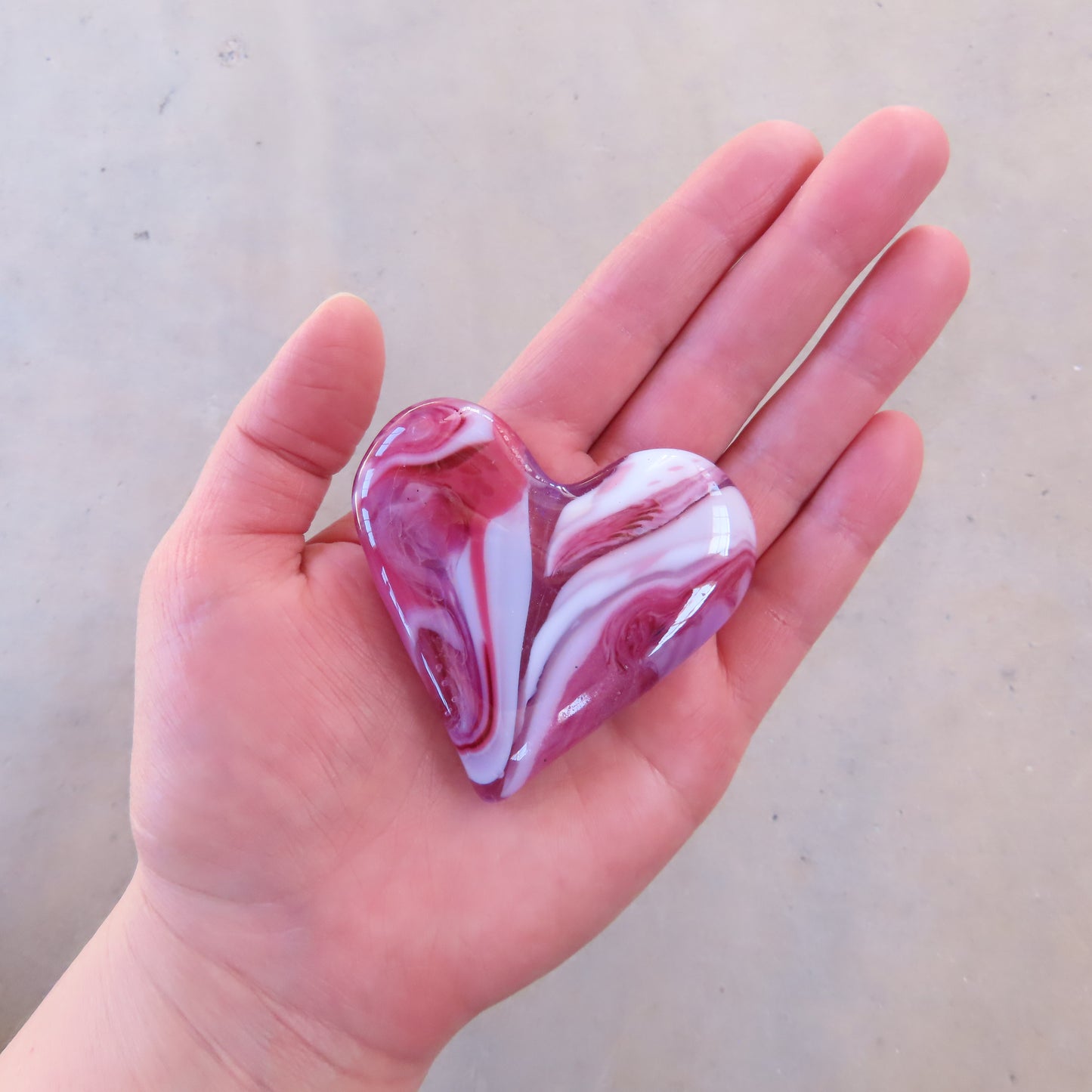 Fused Glass Heart: Pink