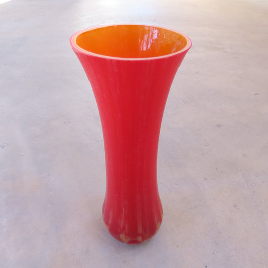 Fused Glass Vase: Large Red Cell Pattern