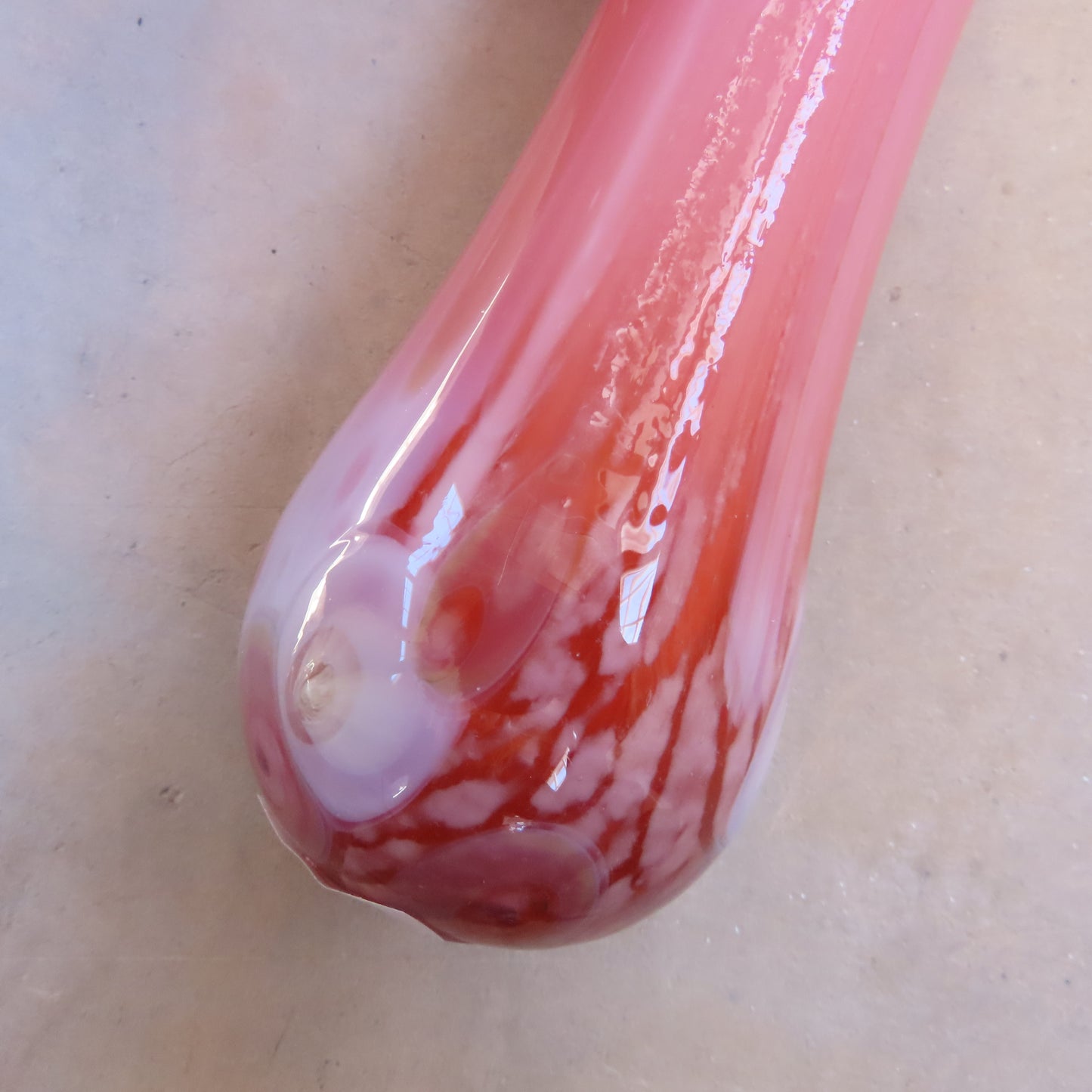 Fused Glass Vase: Large Red and White Cell Pattern
