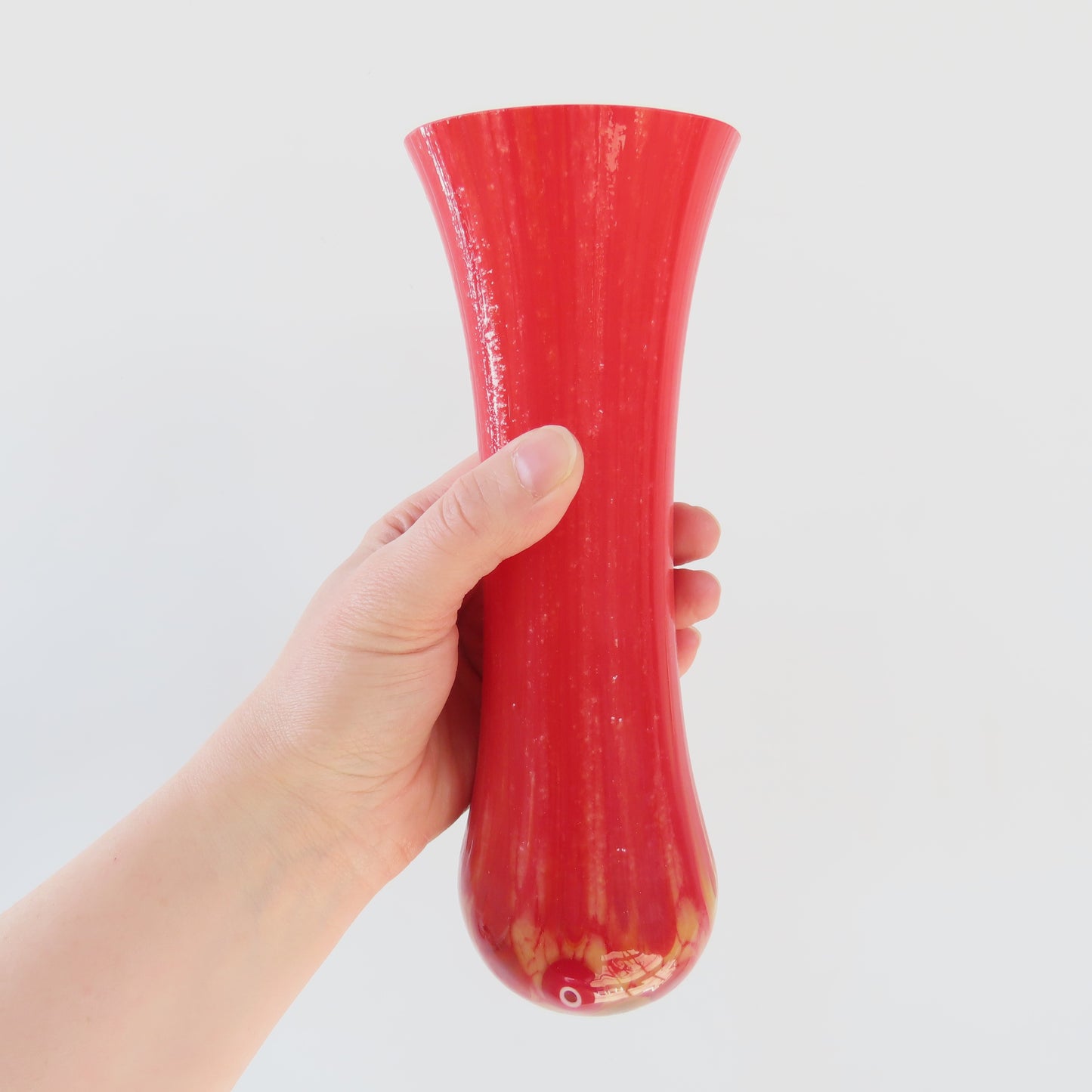 Fused Glass Vase: Large Red Cell Pattern