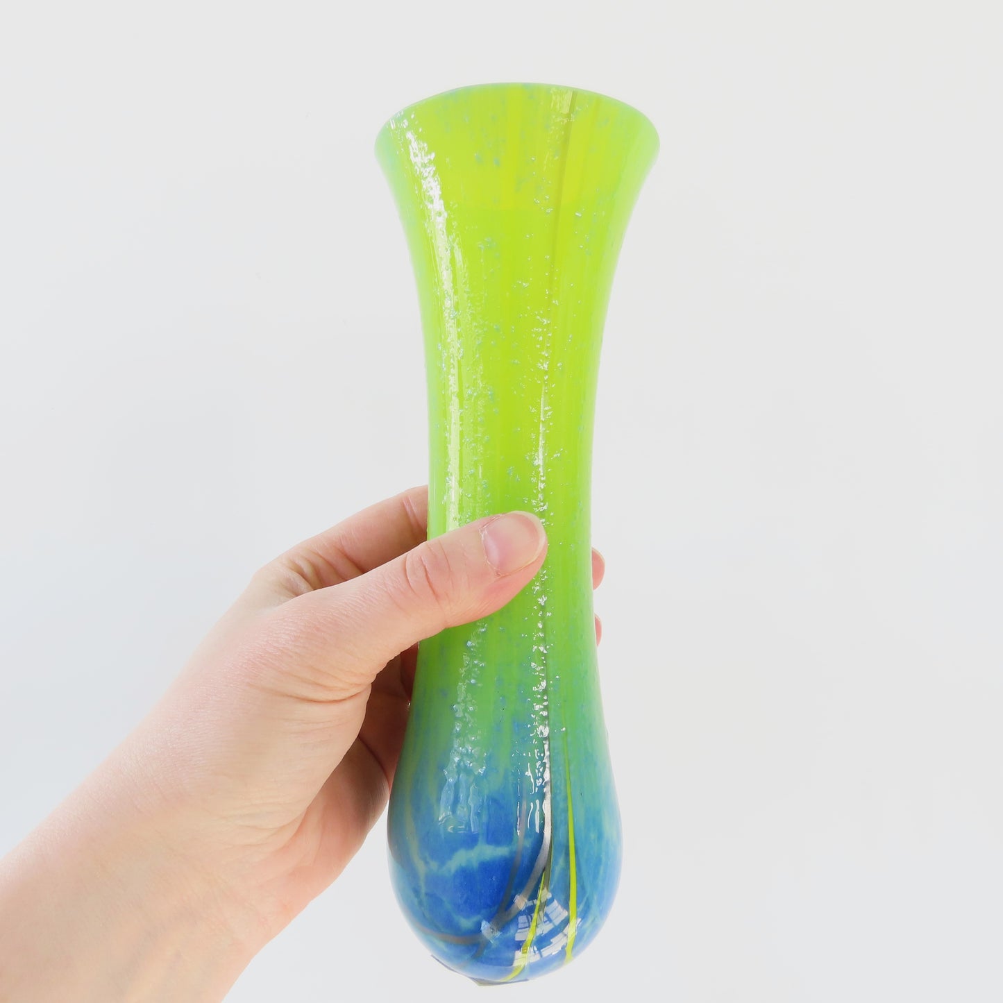 Fused Glass Vase: Large Blue and Green Scale Pattern