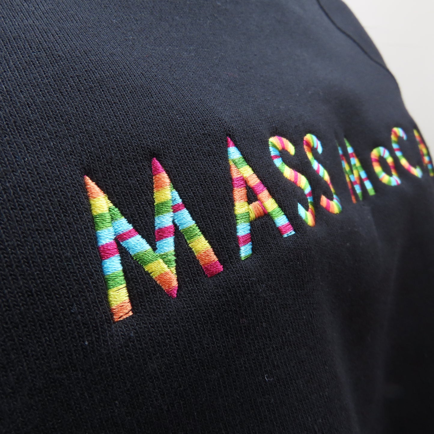 MASS MoCA Crew Neck Sweatshirt: Black with Multicolor Embroidery