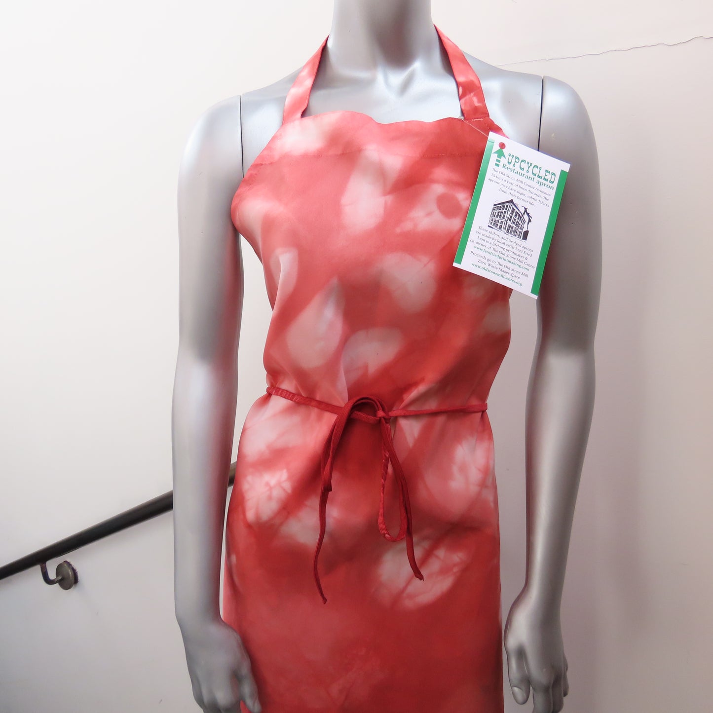 Upcycled Apron: Red Tie Dye