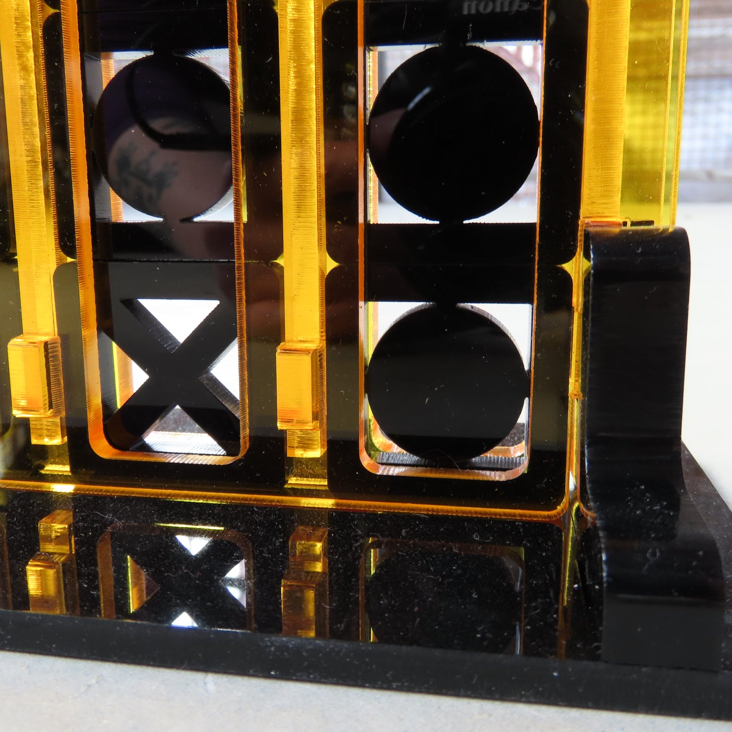 Acrylic Four In A Row Game: Roman Lattice in Black and Gold