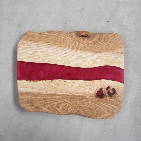 Medium Serving Board: Live Edge Maple with Dragon's Breath Epoxy Inlay
