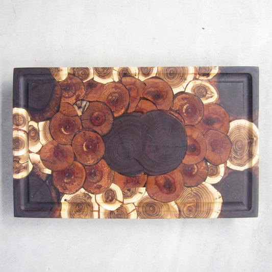 XL Cutting Board: Maple, Walnut, Apple and Honey Locust Cookie Pattern