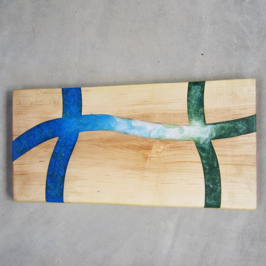 XL Serving Board: Maple with Blue Green Epoxy